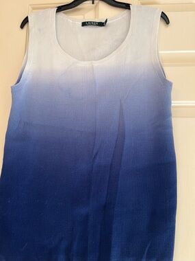 Lauren Ralph Lauren Blue Ombre Ribbed Tank Top NWOT